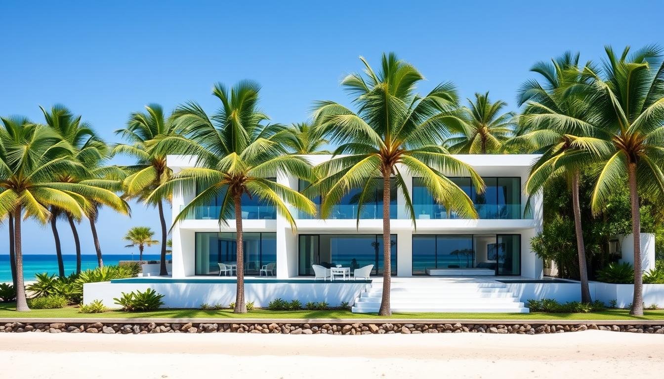 Beachfront property in Brazil with palm trees and ocean view
