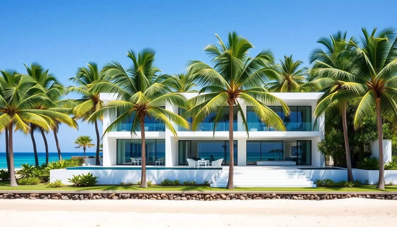 Beachfront property in Brazil with palm trees and ocean view