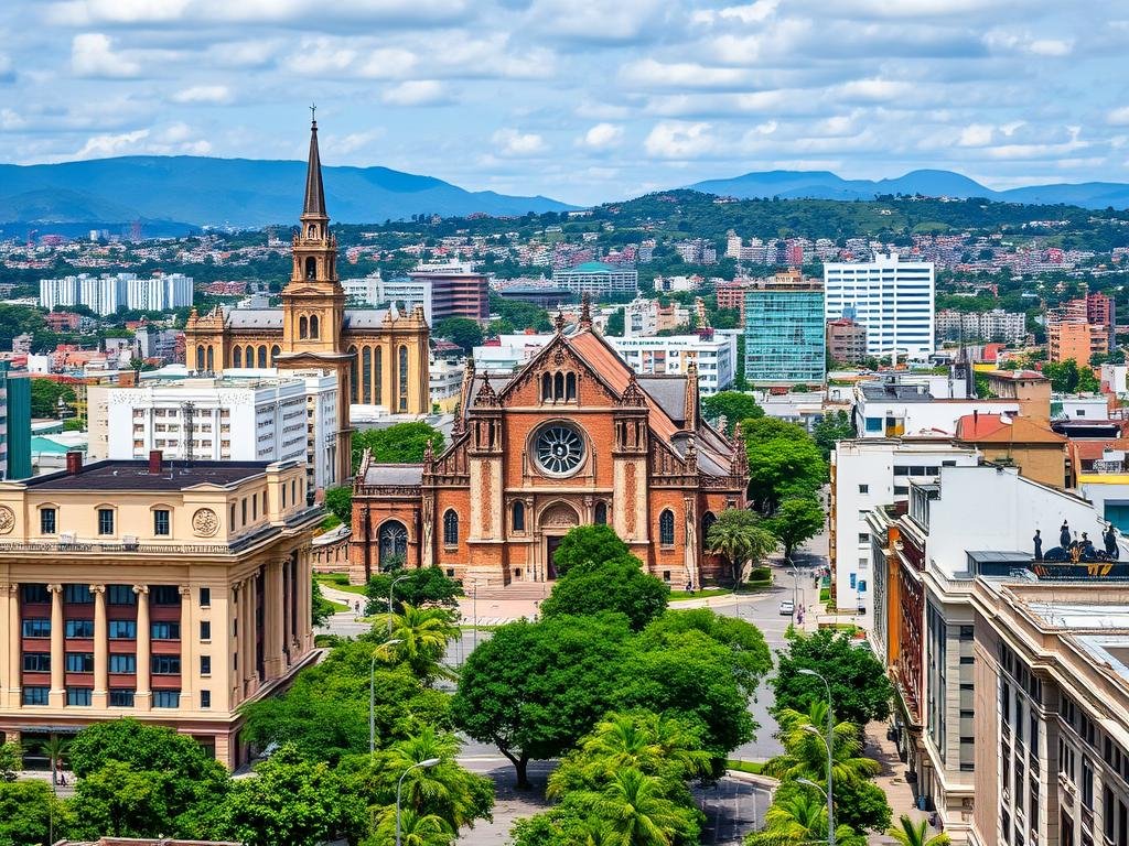 Centro de Campinas com destaque para a Catedral Metropolitana, representando esta cidade que está entre os melhores lugares para viver no Brasil Centro de Campinas com destaque para a Catedral Metropolitana, representando esta cidade que está entre os melhores lugares para viver no Brasil