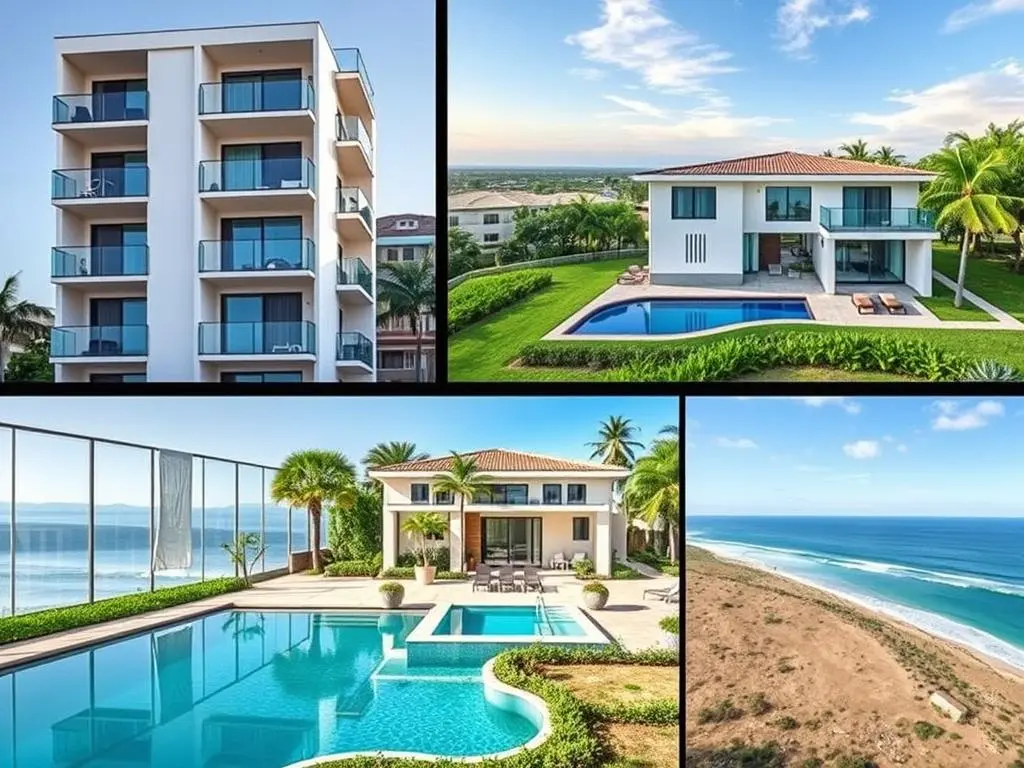 Comparison of different property types in Brazil including apartments, houses, and land parcels for real estate investment Comparison of different property types in Brazil including apartments, houses, and land parcels for real estate investment