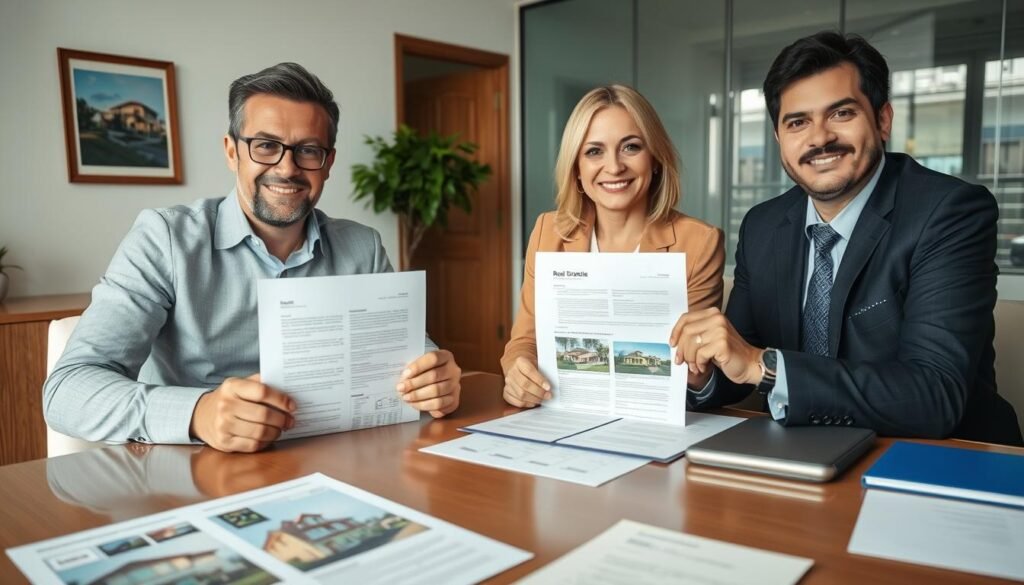 Foreign investor signing Brazilian real estate purchase documents with a lawyer Foreign investor signing Brazilian real estate purchase documents with a lawyer
