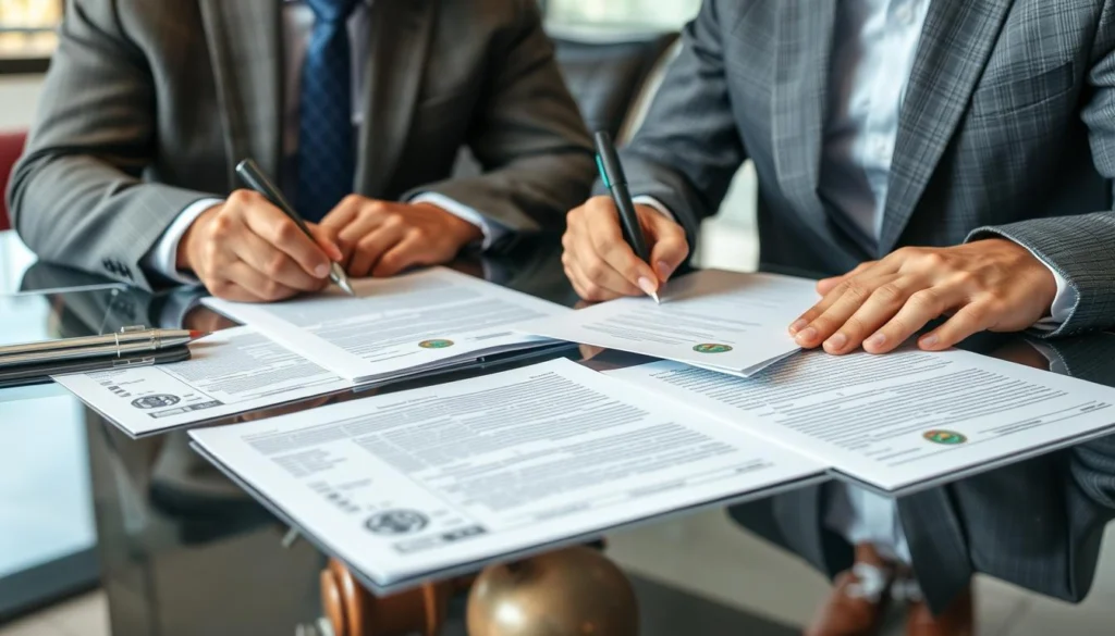 Foreign investor signing real estate purchase documents with a Brazilian attorney, essential step when you invest in Brazil real estate Foreign investor signing real estate purchase documents with a Brazilian attorney, essential step when you invest in Brazil real estate