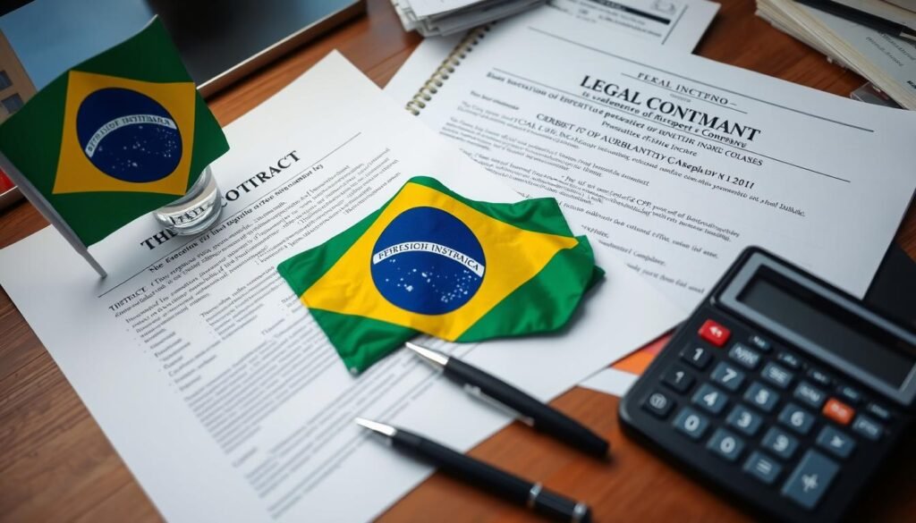 Legal documents for Brazil property investment with Brazilian flag Legal documents for Brazil property investment with Brazilian flag