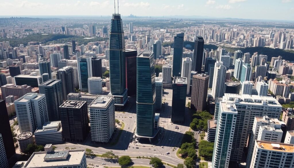 Modern high-rise buildings in São Paulo showcasing urban Brazil property investment opportunities Modern high-rise buildings in São Paulo showcasing urban Brazil property investment opportunities