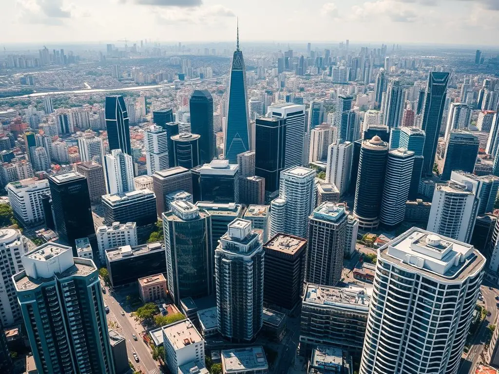 Modern high-rise buildings in São Paulo's financial district, prime location to invest in Brazil real estate Modern high-rise buildings in São Paulo's financial district, prime location to invest in Brazil real estate