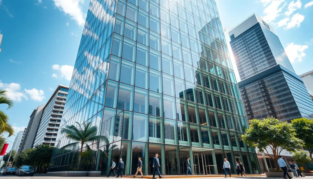 Modern office building in São Paulo's financial district Modern office building in São Paulo's financial district