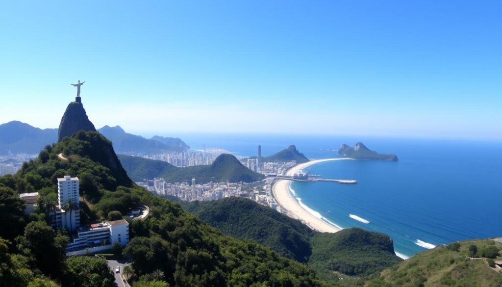 Panoramic view of Rio de Janeiro with beaches and mountains Panoramic view of Rio de Janeiro with beaches and mountains