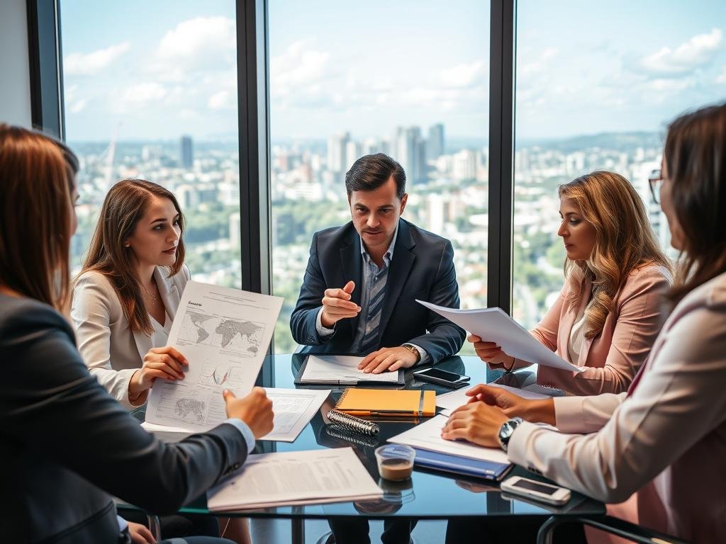 Reunião de negócios entre investidores estrangeiros e consultores locais em Florianópolis Reunião de negócios entre investidores estrangeiros e consultores locais em Florianópolis