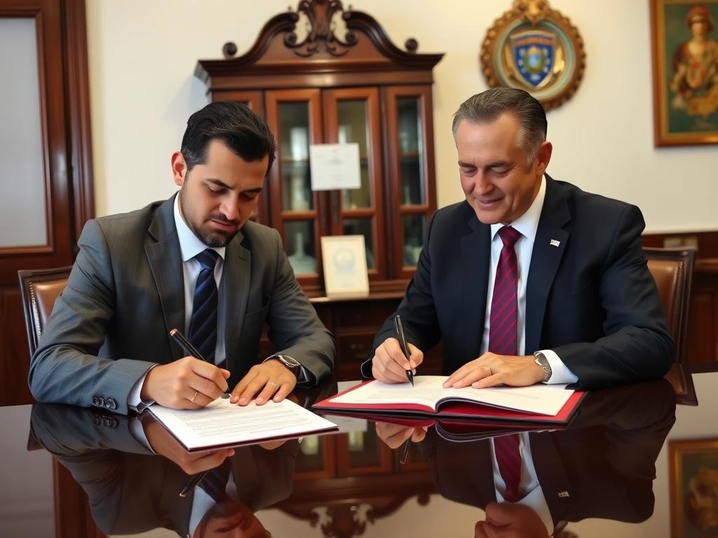 Signing property documents at a Brazilian Cartório Signing property documents at a Brazilian Cartório