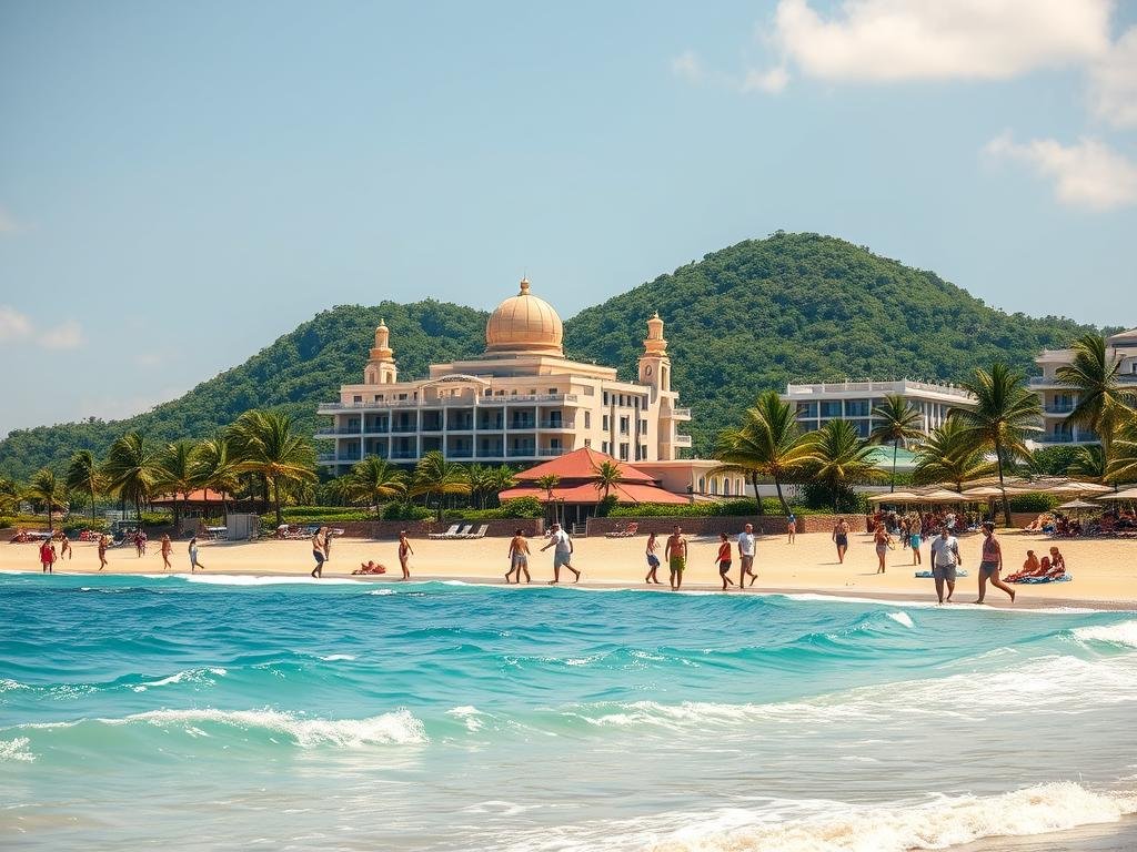 Tourist enjoying Brazil's beaches, driving tourism-based Brazil property investment Tourist enjoying Brazil's beaches, driving tourism-based Brazil property investment