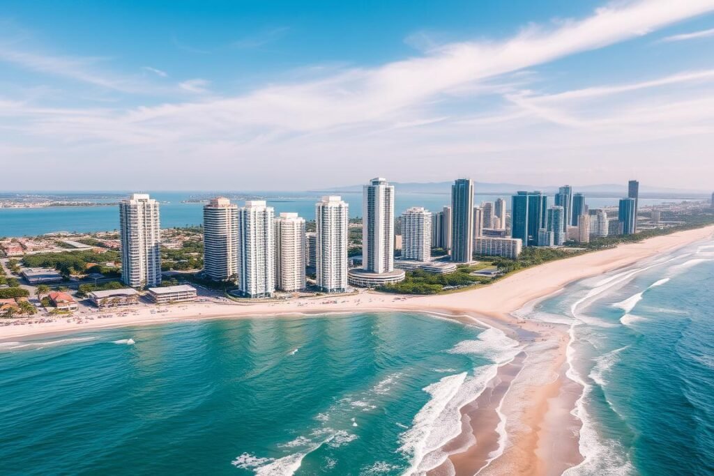 Vista aérea de Balneário Camboriú, um dos melhores lugares para investir em imóveis no Brasil Vista aérea de Balneário Camboriú, um dos melhores lugares para investir em imóveis no Brasil