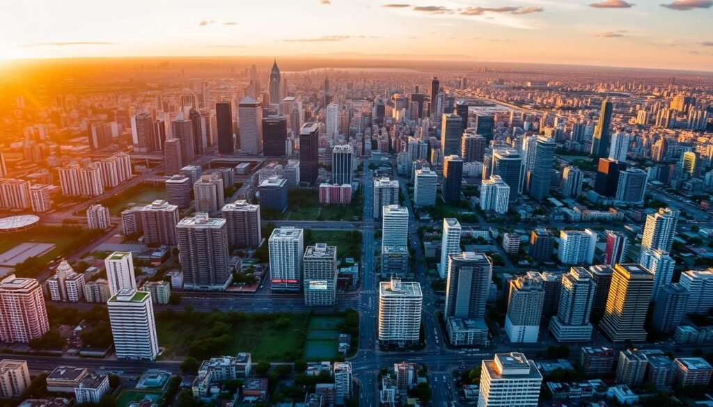 Vista aérea de São Paulo mostrando sua impressionante skyline, representando a maior metrópole entre os melhores lugares para viver no Brasil Vista aérea de São Paulo mostrando sua impressionante skyline, representando a maior metrópole entre os melhores lugares para viver no Brasil