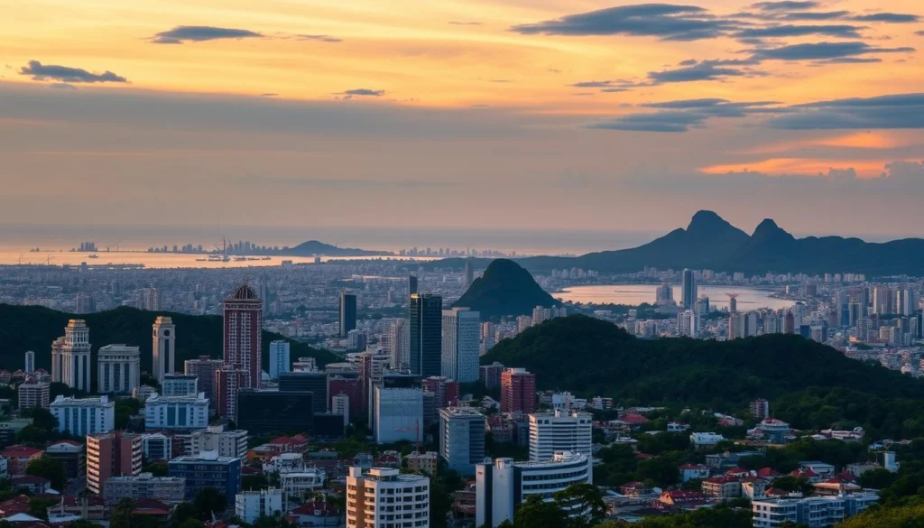 Vista panorâmica de cidade brasileira representando o melhor lugar para investir em imóveis no Brasil Vista panorâmica de cidade brasileira representando o melhor lugar para investir em imóveis no Brasil
