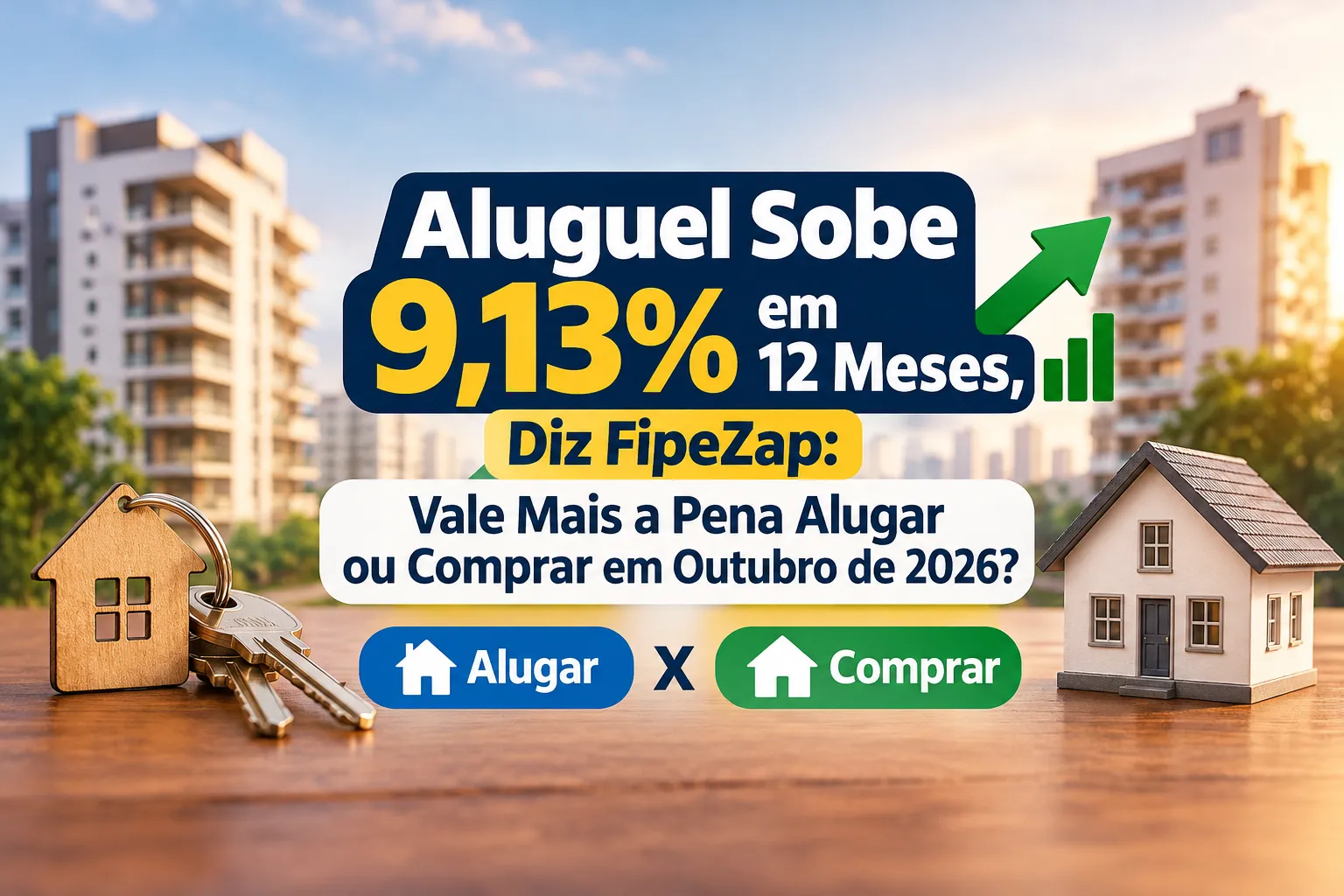 Aluguel Sobe 9,13% FipeZap Setembro 2026: Vale Mais a Pena Alugar ou Comprar em Outubro de 2026?